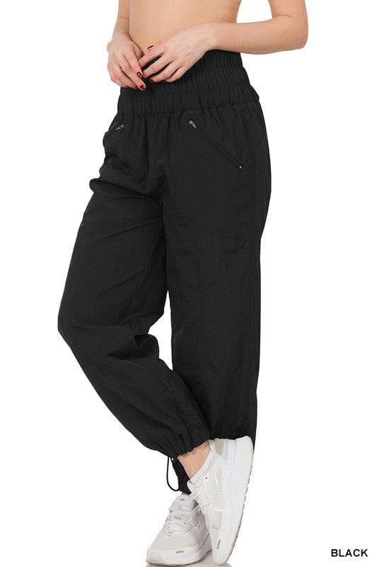 ZENANA Windbreaker Smocked High Waisted Joggers, 3 Colors - SwagglyLife Home & Fashion