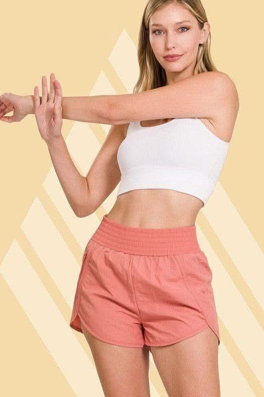 ZENANA Windbreaker Smocked Waistband Running Shorts, 4 Colors in - Activewear photo
