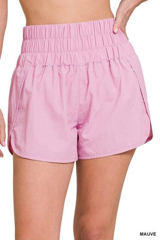 ZENANA Windbreaker Smocked Waistband Running Shorts, 7 Colors - SwagglyLife Home & Fashion