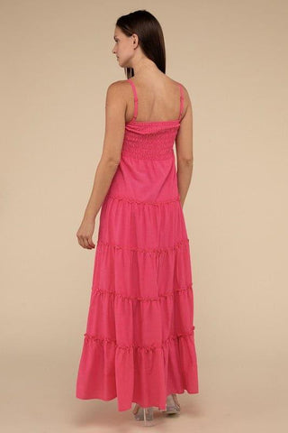 Zenana Woven Smocked Top Tiered Cami Maxi Dress - SwagglyLife Home & Fashion