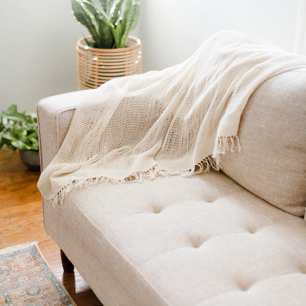 Open Weave Cotton Throw Blanket - SwagglyLife Home & Fashion