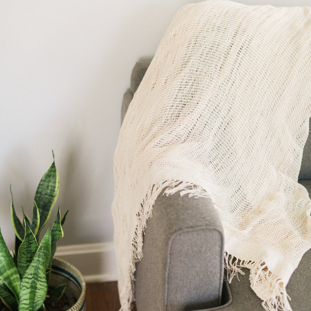 Open Weave Cotton Throw Blanket - SwagglyLife Home & Fashion
