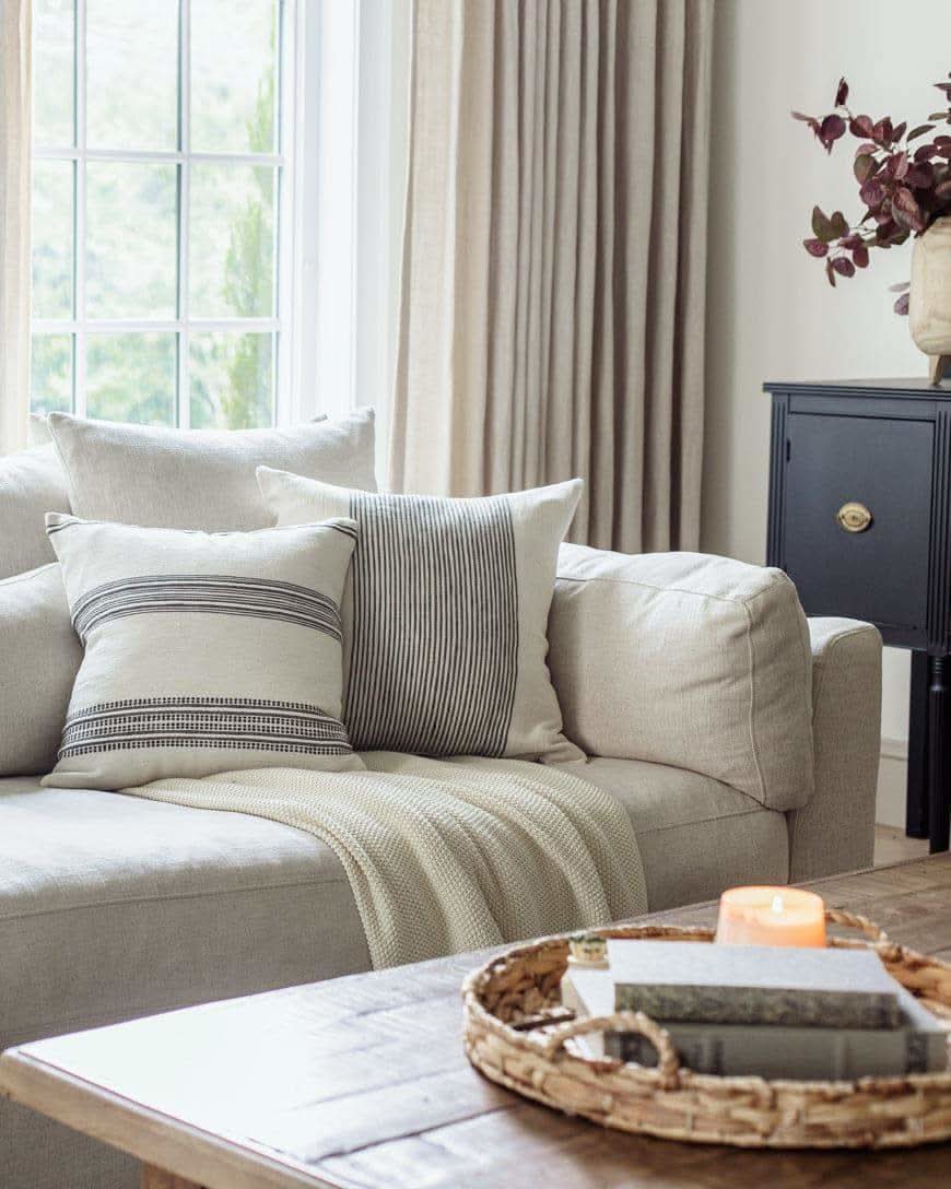 18" Aden Throw Pillow Cover - Natural with Grey - SwagglyLife Home & Fashion