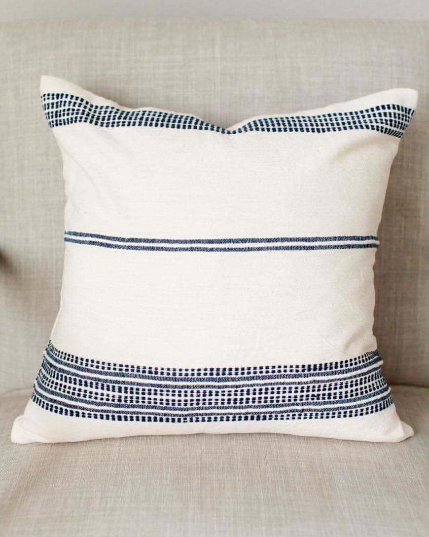 18" Aden Throw Pillow Cover - Natural with Navy - SwagglyLife Home & Fashion