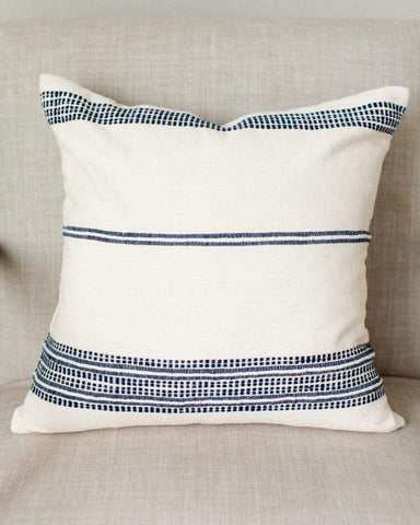 18" Aden Throw Pillow Cover - Natural with Navy - SwagglyLife Home & Fashion
