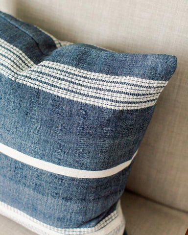 18" Aden Throw Pillow Cover - Navy with Natural - SwagglyLife Home & Fashion