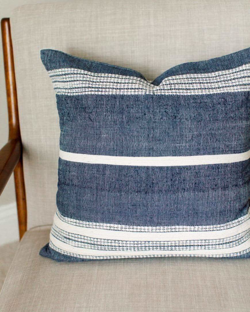 18" Aden Throw Pillow Cover - Navy with Natural - SwagglyLife Home & Fashion