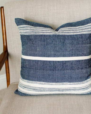 18" Aden Throw Pillow Cover - Navy with Natural - SwagglyLife Home & Fashion