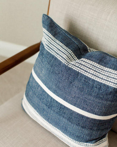 18" Aden Throw Pillow Cover - Navy with Natural - SwagglyLife Home & Fashion