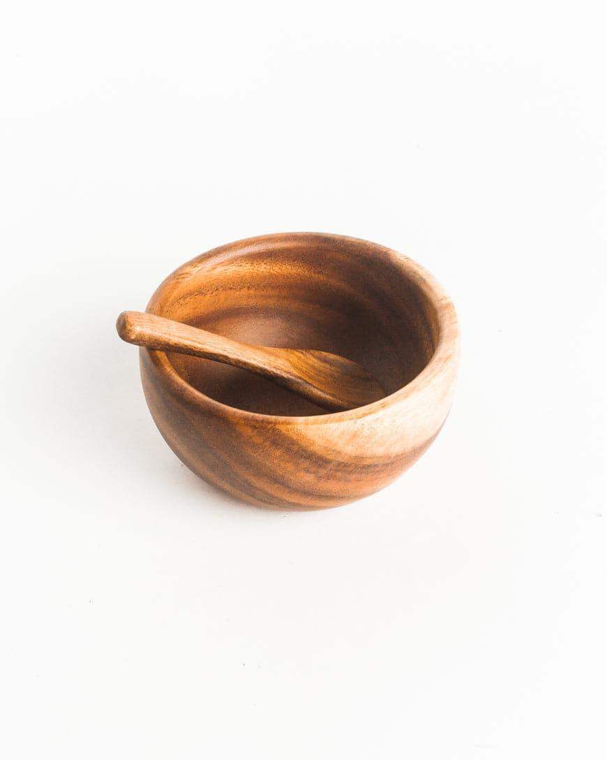 6" Acacia Wood Smoothie Bowl + Spoon - SwagglyLife Home & Fashion