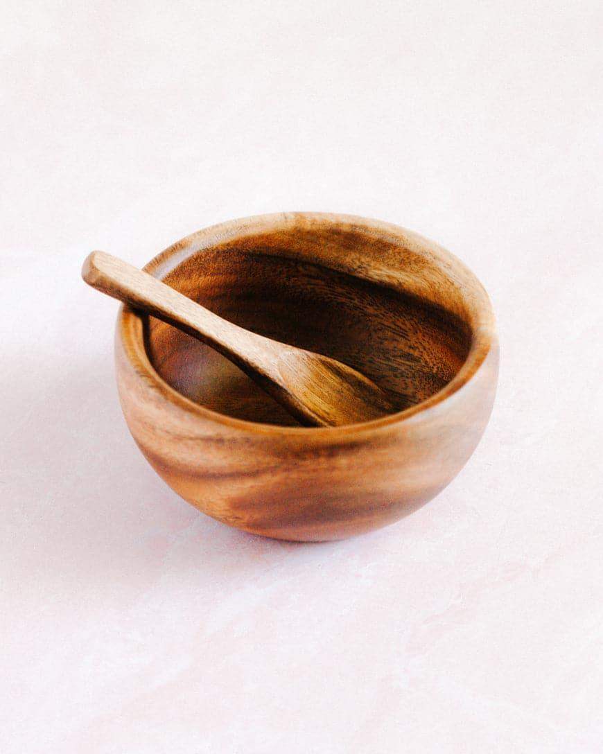 6" Acacia Wood Smoothie Bowl + Spoon - SwagglyLife Home & Fashion
