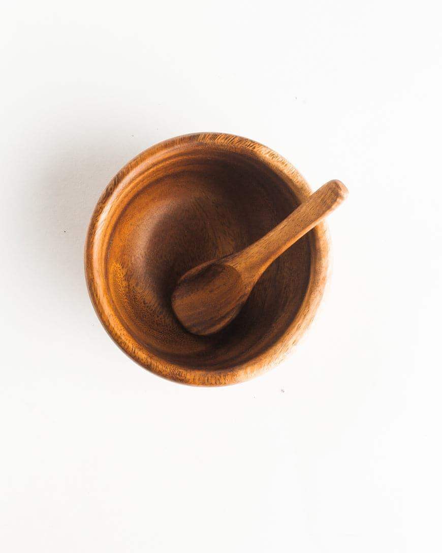 6" Acacia Wood Smoothie Bowl + Spoon - SwagglyLife Home & Fashion