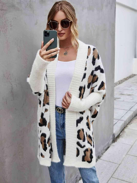 Abby Leopard Pattern Fuzzy Cardigan in - Shirts & Tops photo