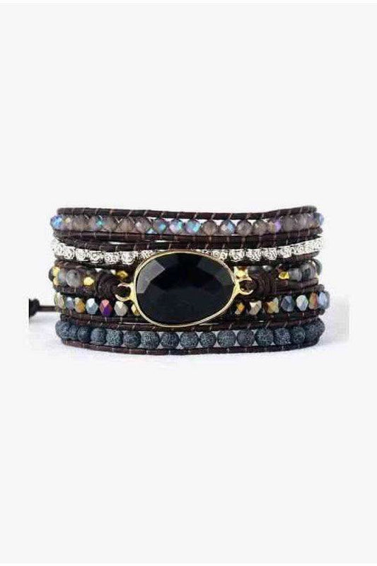 Agate Beaded Bracelet in Black One Size - Bracelets photo