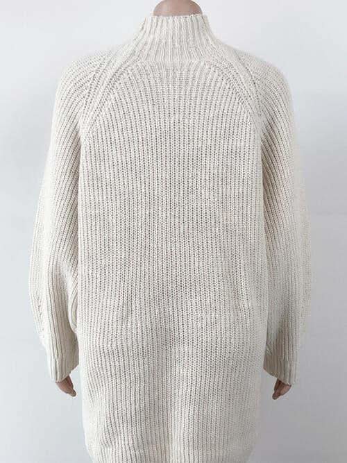 Andrea Mock Neck Dropped Shoulder Sweater Dress - SwagglyLife Home & Fashion