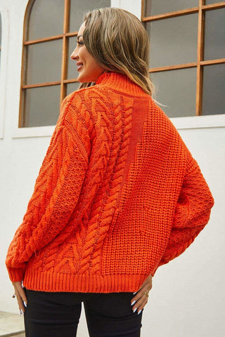 Angie Cable-Knit Turtle Neck Long Sleeve Sweater, 3 Colors - SwagglyLife Home & Fashion