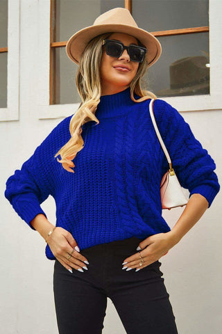Angie Cable-Knit Turtle Neck Long Sleeve Sweater, 3 Colors - SwagglyLife Home & Fashion