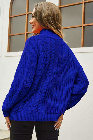 Angie Cable-Knit Turtle Neck Long Sleeve Sweater, 3 Colors - SwagglyLife Home & Fashion