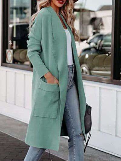 Angie Open Front Dropped Shoulder Outerwear - SwagglyLife Home & Fashion