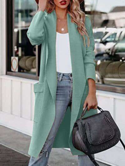 Angie Open Front Dropped Shoulder Outerwear - SwagglyLife Home & Fashion