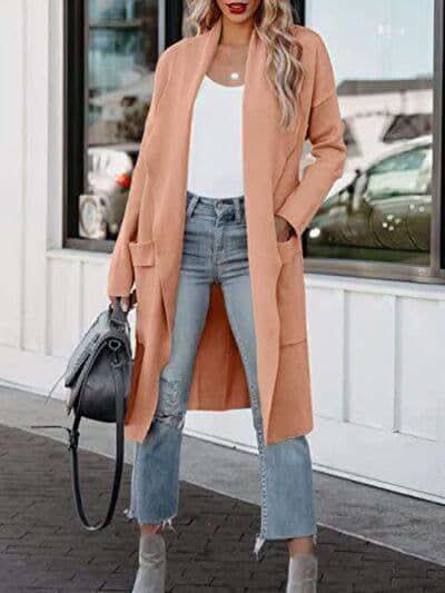 Angie Open Front Dropped Shoulder Outerwear - SwagglyLife Home & Fashion