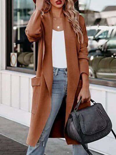 Angie Open Front Dropped Shoulder Outerwear - SwagglyLife Home & Fashion