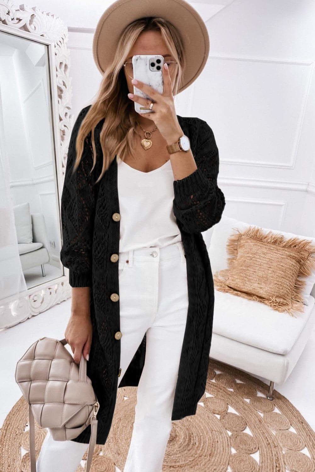 V-Neck Long Sleeve Cardigan - SwagglyLife Home & Fashion