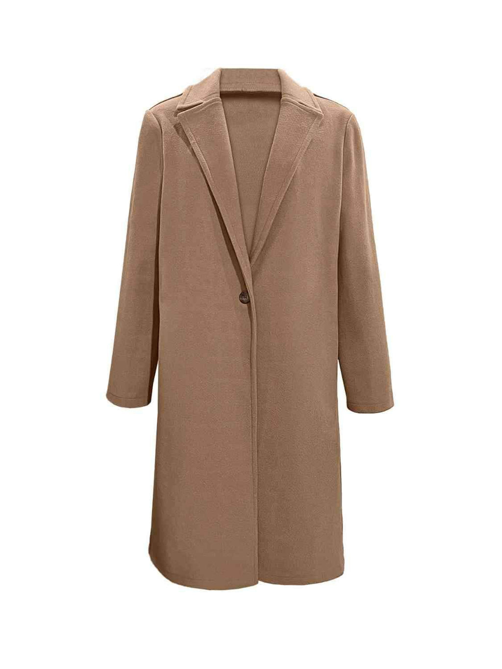 Ava Collared Neck Button Up Long Sleeve Coat - SwagglyLife Home & Fashion