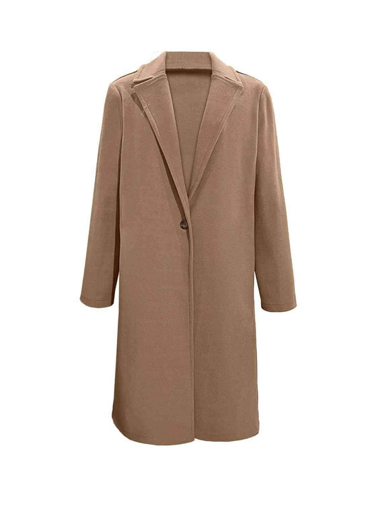 Collared Neck Button Up Long Sleeve Coat in - Coats & Jackets photo