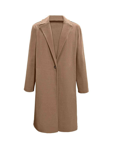 Ava Collared Neck Button Up Long Sleeve Coat - SwagglyLife Home & Fashion