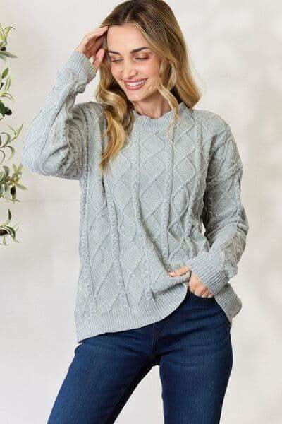 BiBi Cable Knit Round Neck Sweater in - Shirts & Tops photo