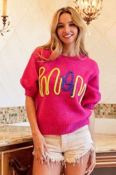 BiBi MOM Contrast Round Neck Sweater in - photo