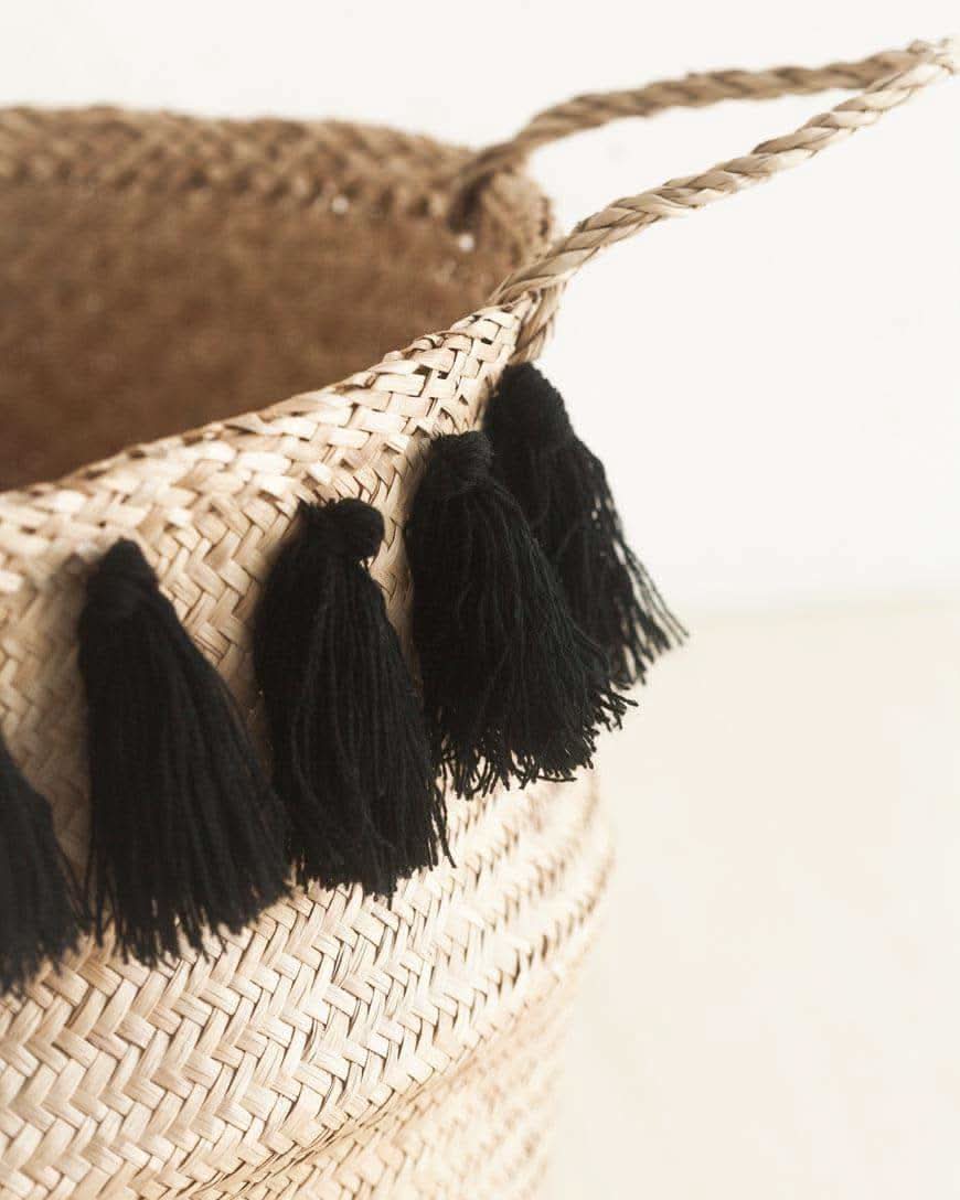 Black Tasseled Belly Basket - SwagglyLife Home & Fashion