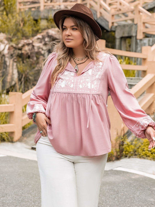 Chloé Plus Size Tie Neck Puff Sleeve Blouse in - Shirts & Tops photo