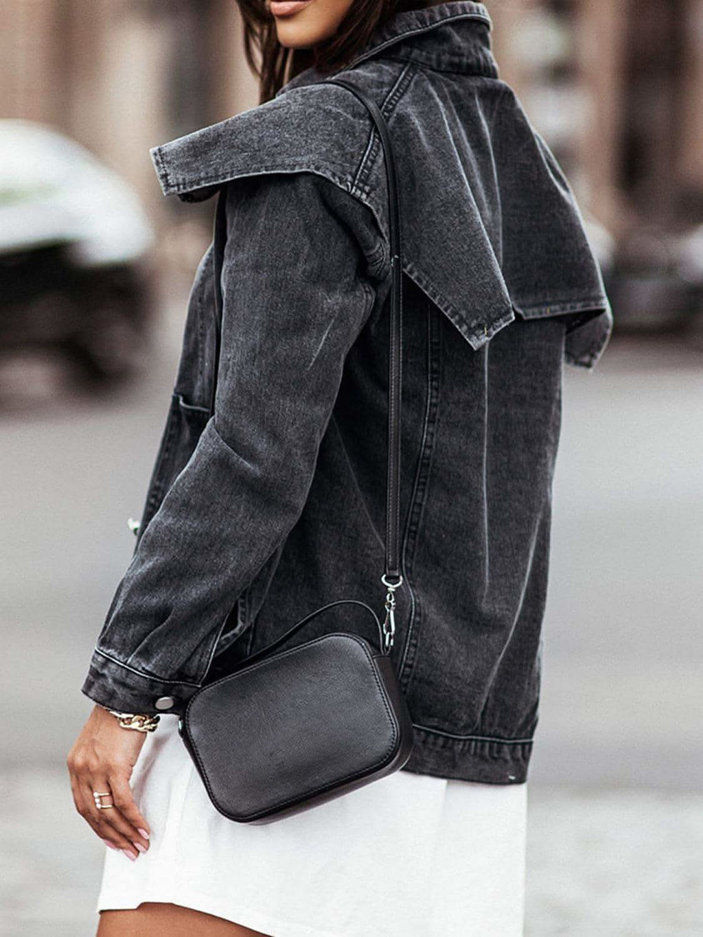 Collared Neck Button Down Denim Jacket - SwagglyLife Home & Fashion