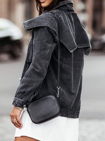 Collared Neck Button Down Denim Jacket - SwagglyLife Home & Fashion