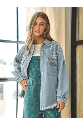 Collared Neck Raw Hem Dropped Shoulder Denim Jacket - SwagglyLife Home & Fashion