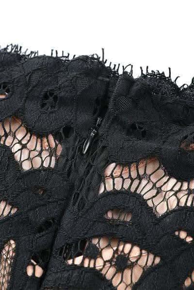 Off-Shoulder Long Sleeve Lace Dress - SwagglyLife Home & Fashion