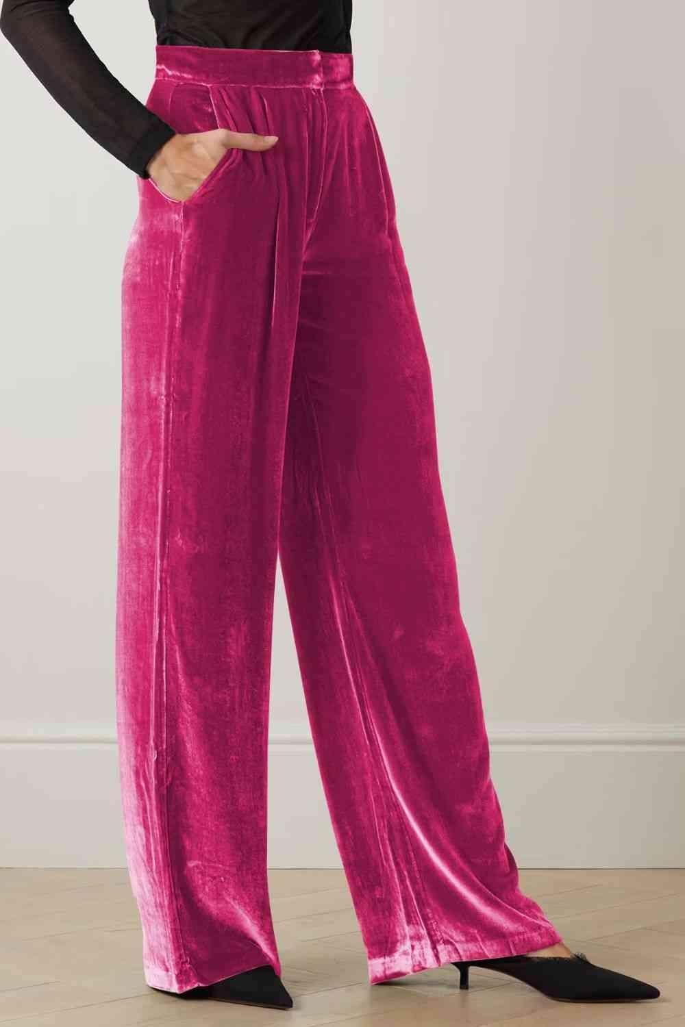 Double Take Loose Fit High Waist Long Pants with Pockets - SwagglyLife Home & Fashion