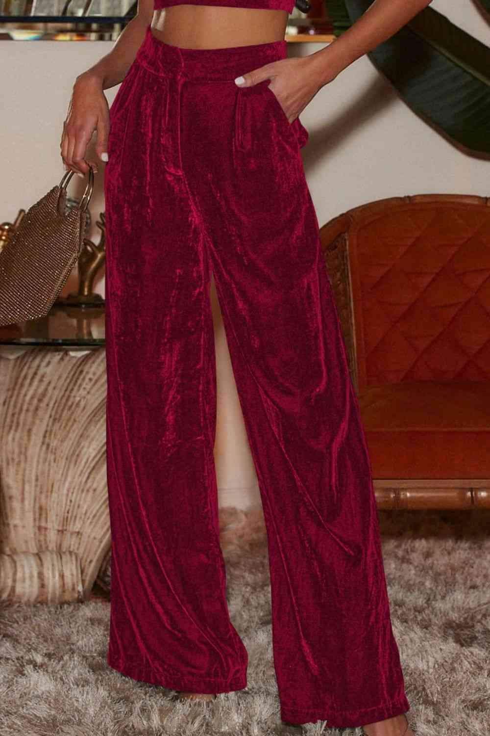 Double Take Loose Fit High Waist Long Pants with Pockets - SwagglyLife Home & Fashion