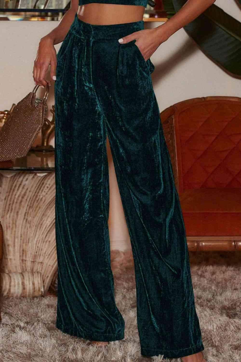 Double Take Loose Fit High Waist Long Pants with Pockets - SwagglyLife Home & Fashion