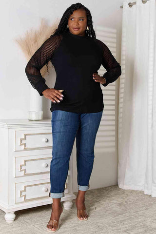 Double Take Round Neck Raglan Sleeve Blouse - SwagglyLife Home & Fashion
