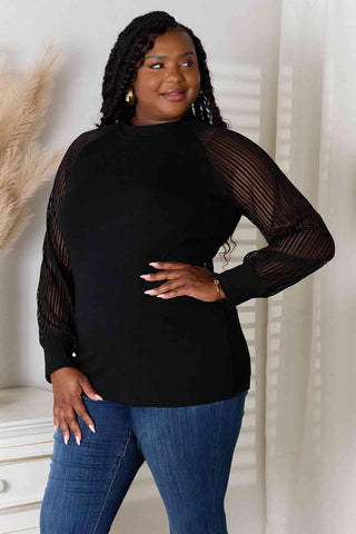 Double Take Round Neck Raglan Sleeve Blouse - SwagglyLife Home & Fashion