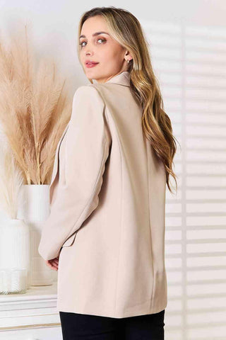 Double Take Shawl Collar Long Sleeve Blazer - SwagglyLife Home & Fashion