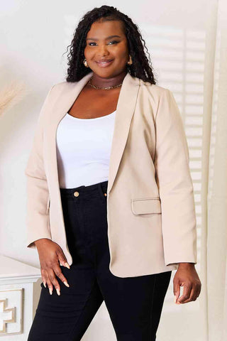 Double Take Shawl Collar Long Sleeve Blazer - SwagglyLife Home & Fashion