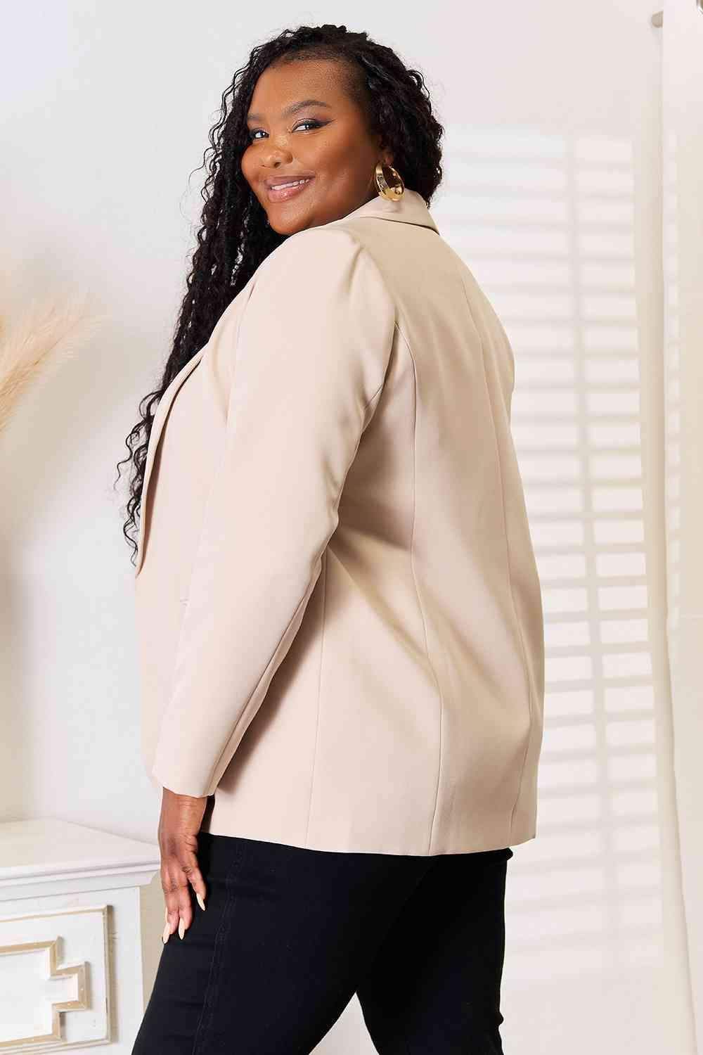 Double Take Shawl Collar Long Sleeve Blazer - SwagglyLife Home & Fashion