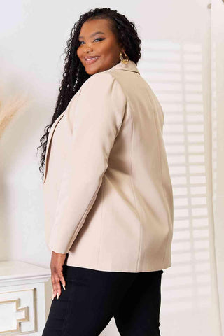 Double Take Shawl Collar Long Sleeve Blazer - SwagglyLife Home & Fashion