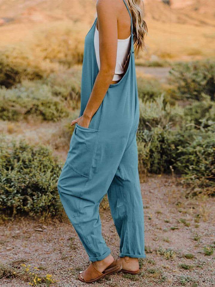 Double Take V-Neck Sleeveless Jumpsuit with Pocket, Multiple Colors - SwagglyLife Home & Fashion