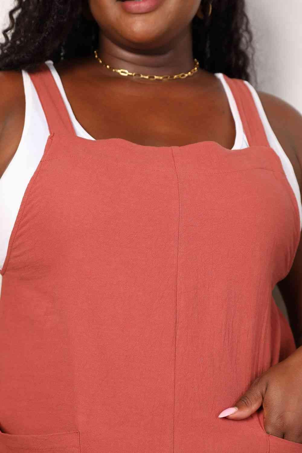 Double Take Wide Leg Overalls with Front Pockets - SwagglyLife Home & Fashion