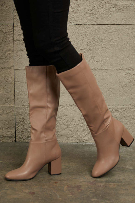 East Lion Corp Block Heel Knee High Boots, Mocha in - Shoes photo